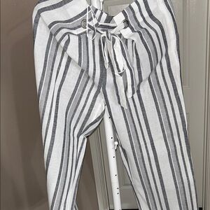 Striped Gray and White Women's Pants